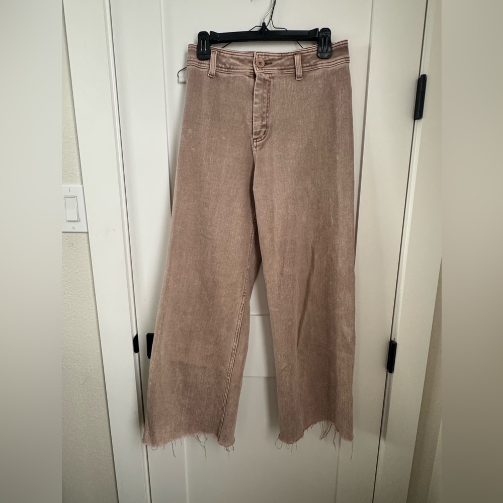 Tan Wide-Leg Jeans-bought at boutique similar to Zara Marine Straight Jeans